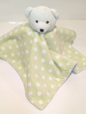 Green Sprouts Green Polka Dot White Bear Security Blanket Lovey